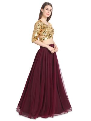 sequins a-line lehenga - 16358808 - Standard Image - 2