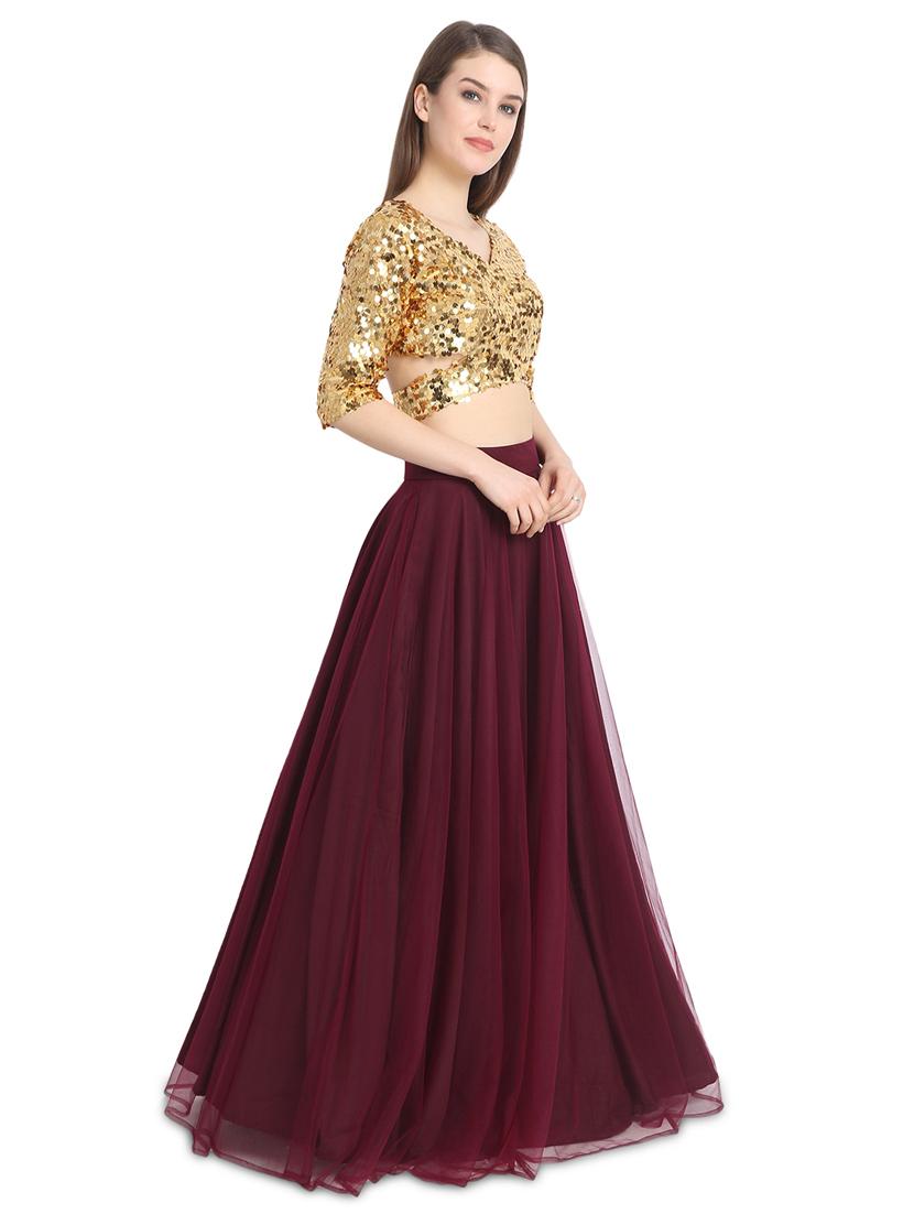 sequins a-line lehenga - 16358808 - Zoom Image - 2