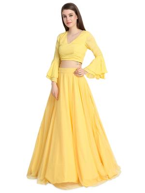 bell sleeves a-line lehenga - 16358811 - Standard Image - 2