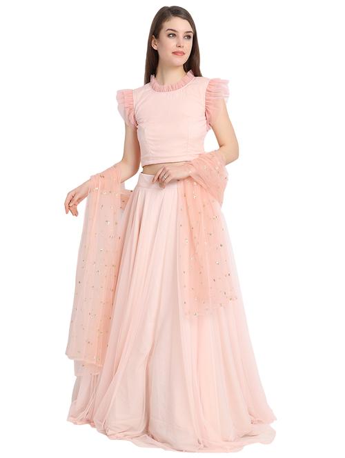 Ruffle solid a-line lehenga - 16358816 - Very Small Image - 1