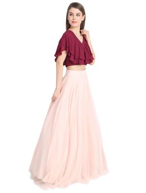 wine a-line lehenga - 16358818 - Standard Image - 2