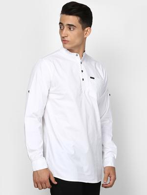 white solid short kurta - 16358852 - Standard Image - 2