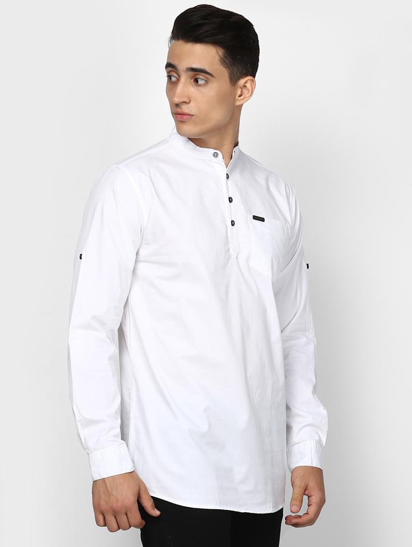 white solid short kurta - 16358852 - Zoom Image - 2