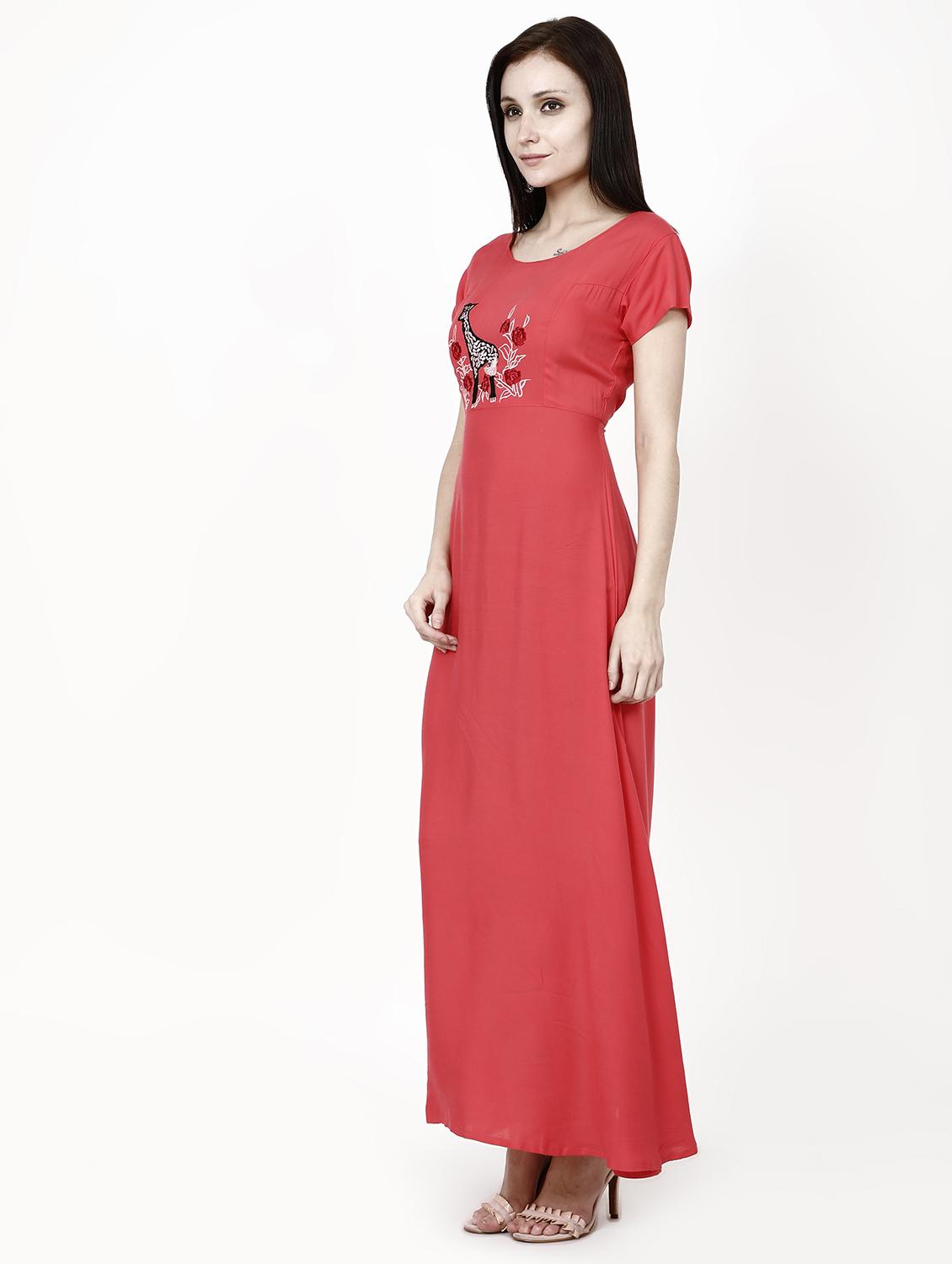 embroidered detail flared maxi dress - 16364303 - Zoom Image - 2
