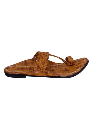tan leatherette slip on slippers - 16365415 - Standard Image - 2