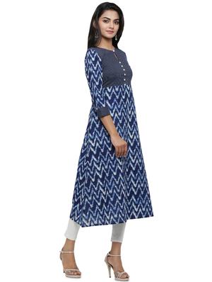 indigo a-line kurta - 16366456 - Standard Image - 2