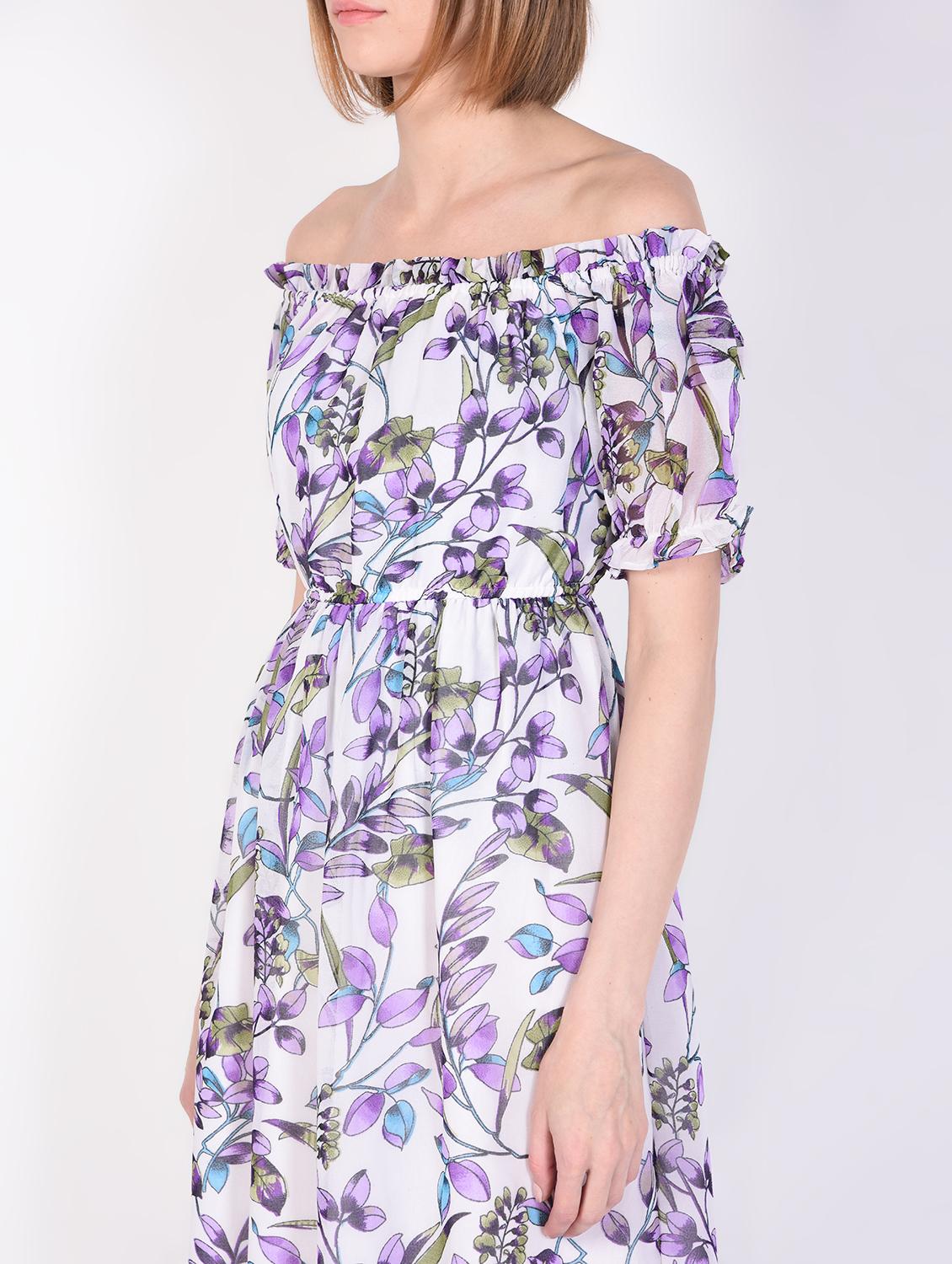 off shoulder gathered floral maxi dress - 16366780 - Zoom Image - 5