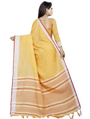stripes pallu plain saree with blouse - 16367979 - Standard Image - 2