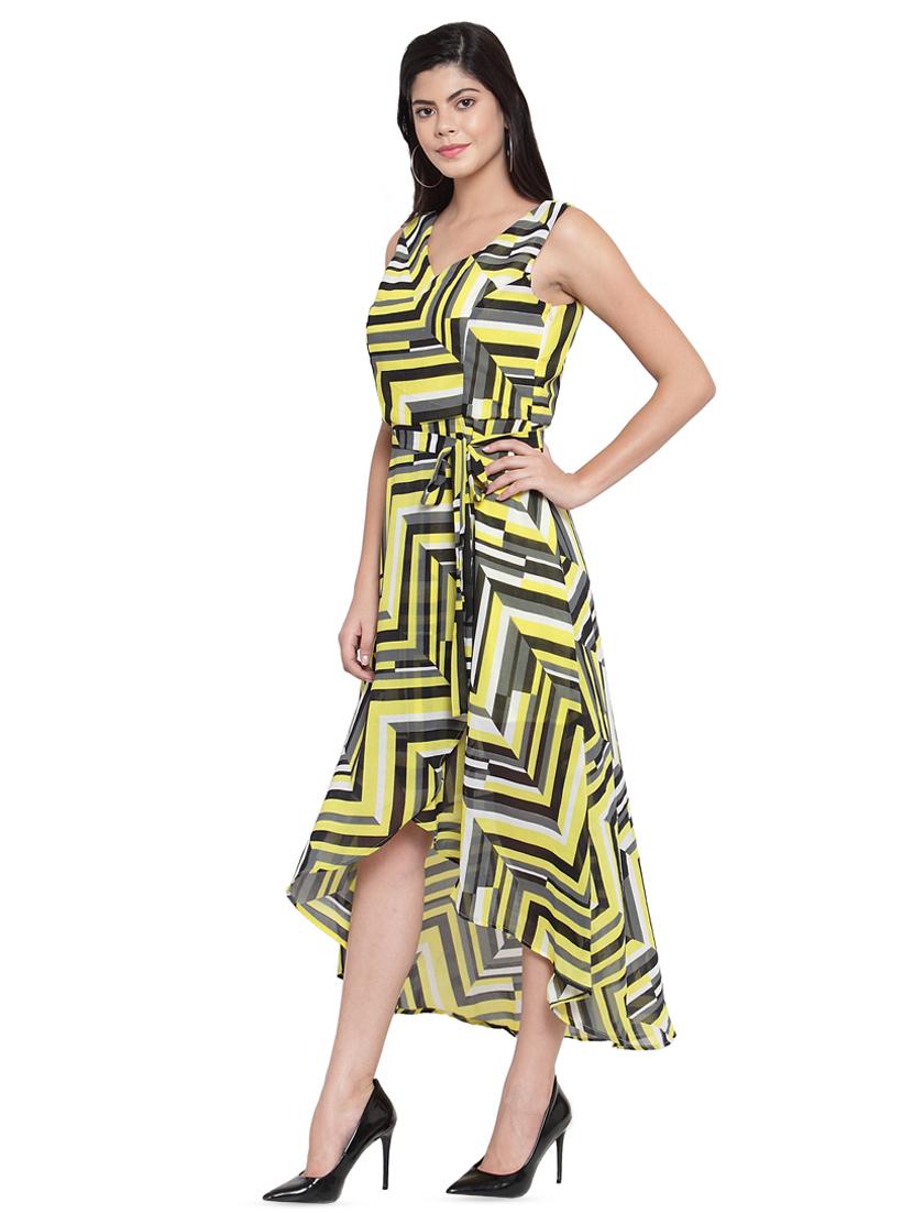 tie knot front striped high low dress - 16368061 - Zoom Image - 2