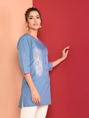 embroidered straight kurti - 16368600 - Standard Image - 2