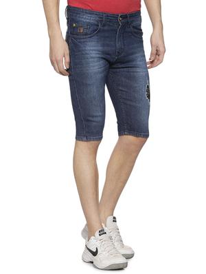 navy blue light washed denim shorts - 16369172 - Standard Image - 2