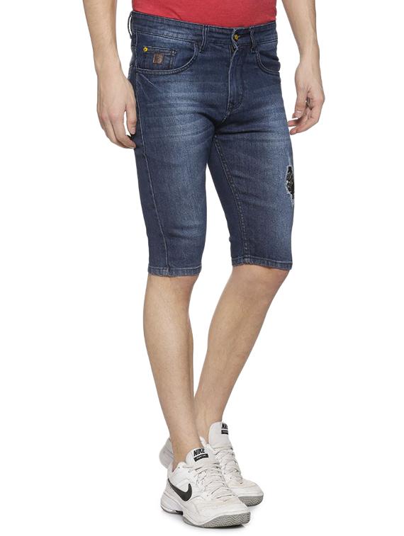 navy blue light washed denim shorts - 16369172 - Zoom Image - 2