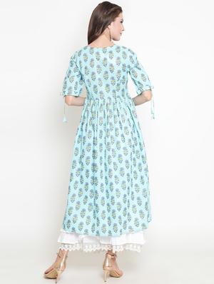 block printed kurta skirt set - 16369237 - Standard Image - 2