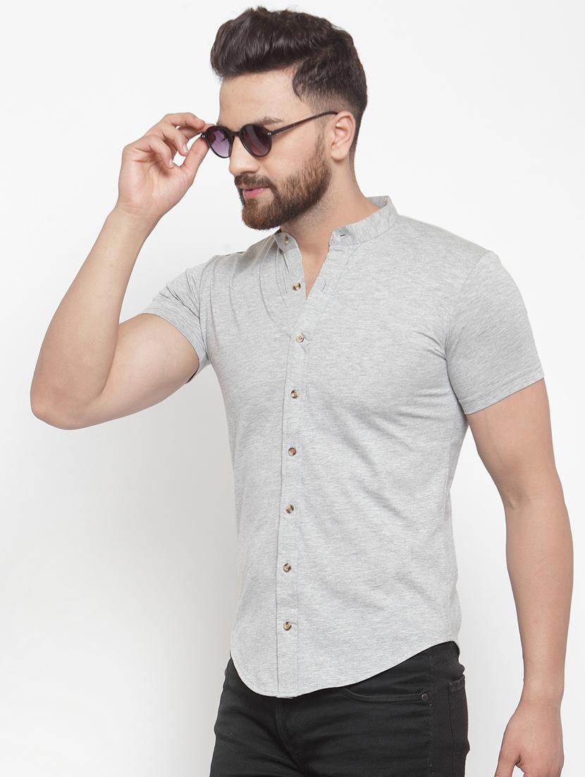 grey solid casual shirt - 16370375 - Zoom Image - 2