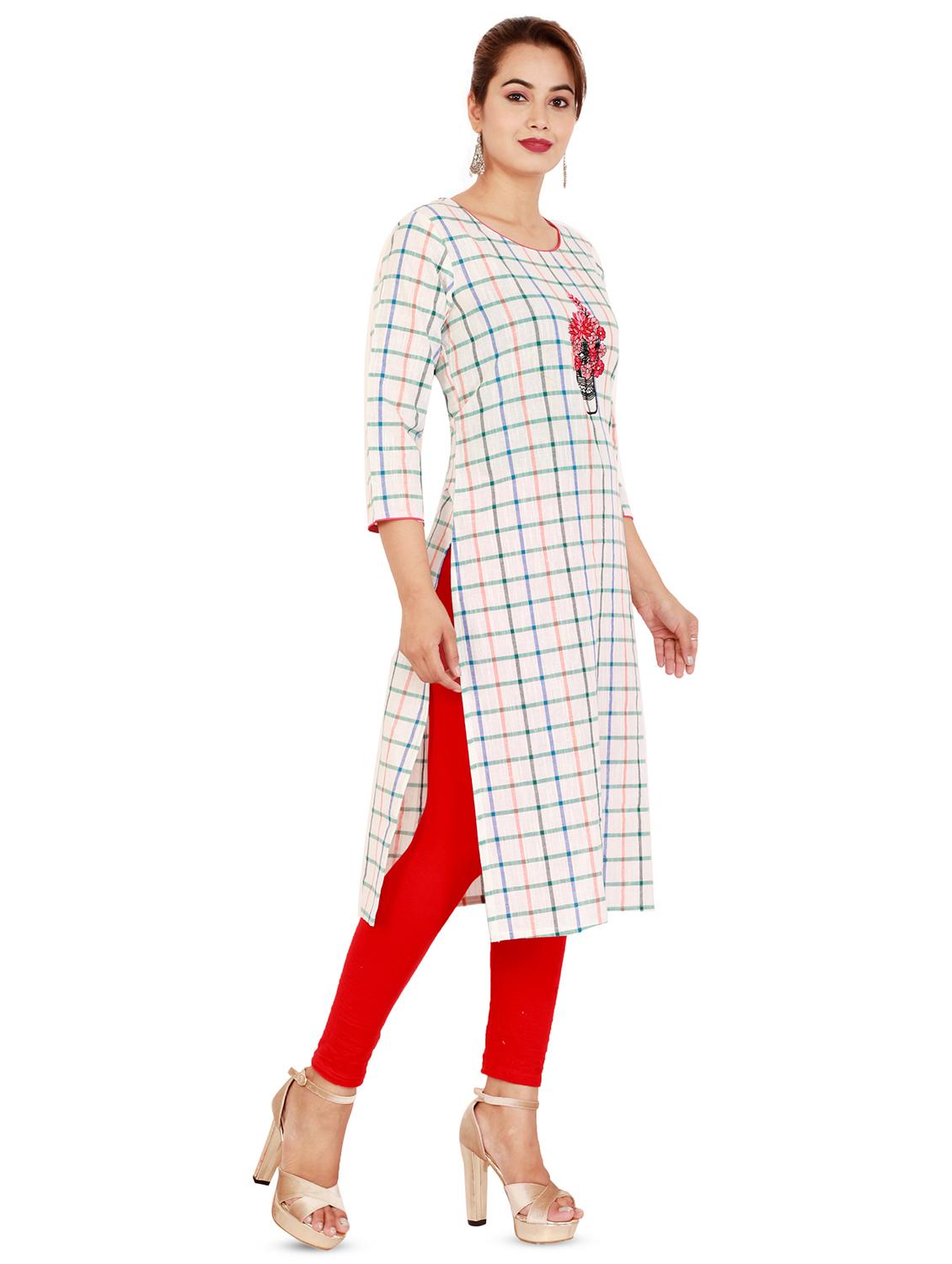 embroidered straight kurta - 16370377 - Zoom Image - 2