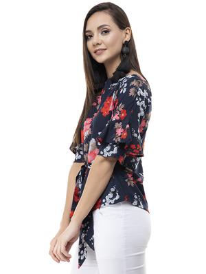 tie front floral top - 16371790 - Standard Image - 2