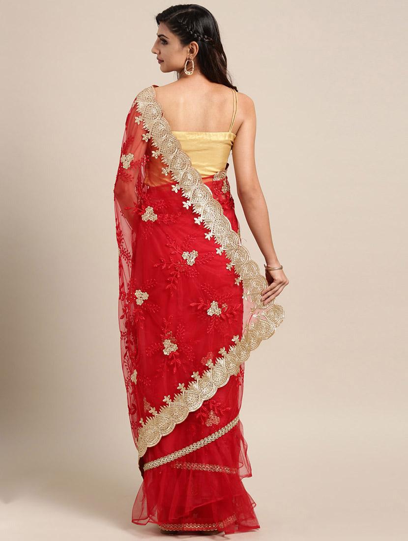 ruffle fusion saree with blouse - 16374804 - Zoom Image - 2