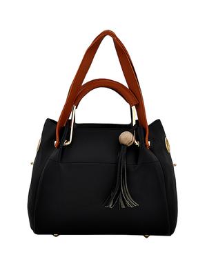 black leatherette (pu) combo handbag - 16375155 - Standard Image - 2