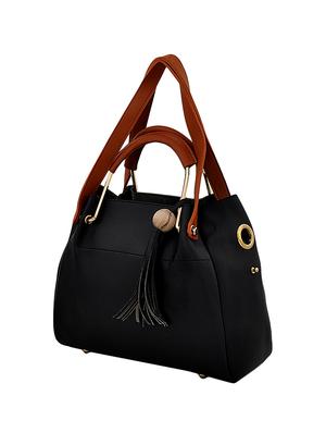 black leatherette (pu) combo handbag - 16375155 - Standard Image - 5