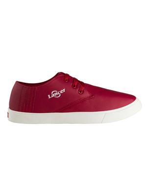 red leatherette lace up sneakers - 16375468 - Standard Image - 2