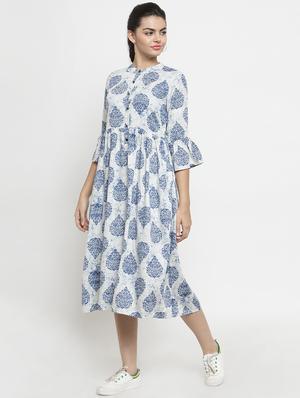 bell sleeved floral a-line dress - 16377131 - Standard Image - 2