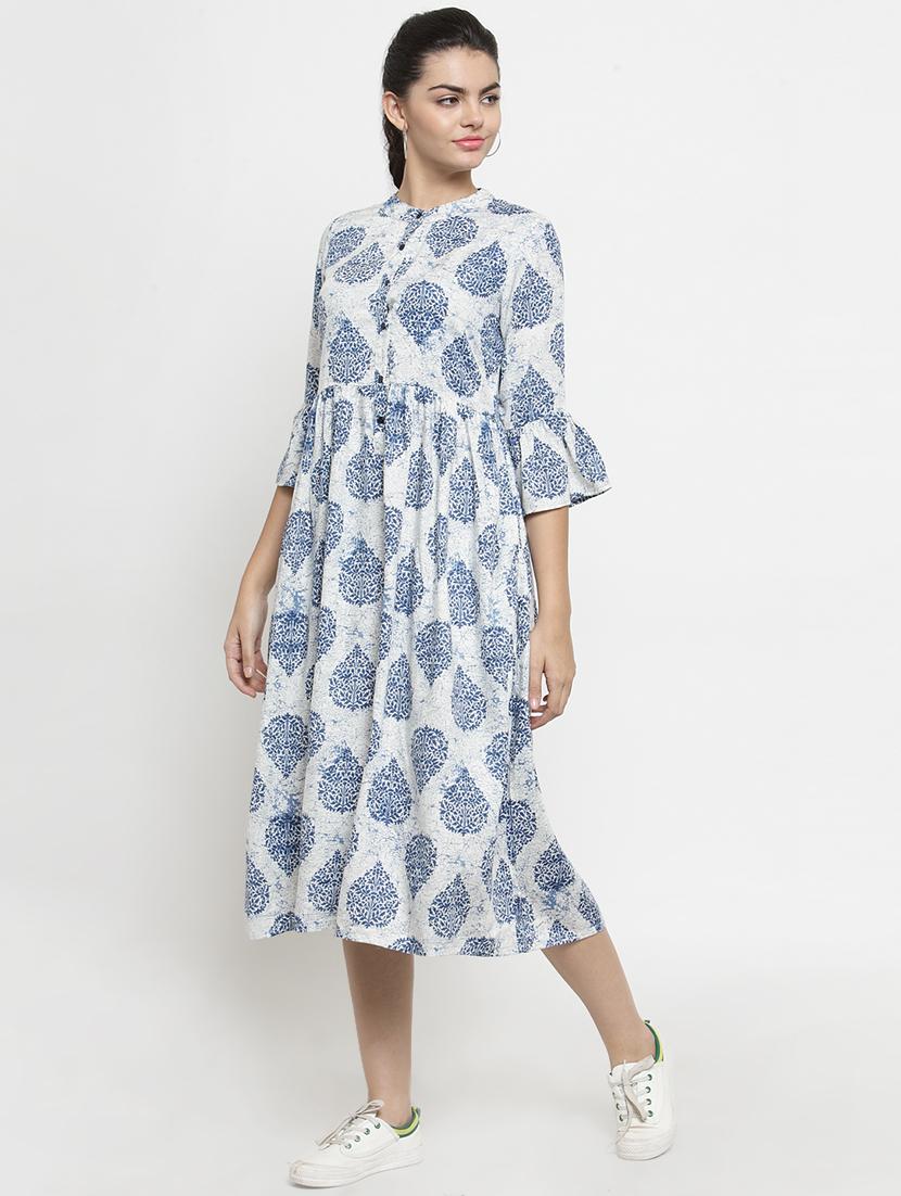 bell sleeved floral a-line dress - 16377131 - Zoom Image - 2