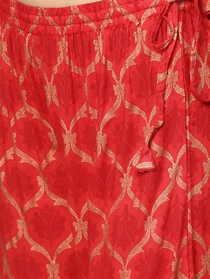 gold printed kurta with palazzo set - 16377376 - Standard Image - 5