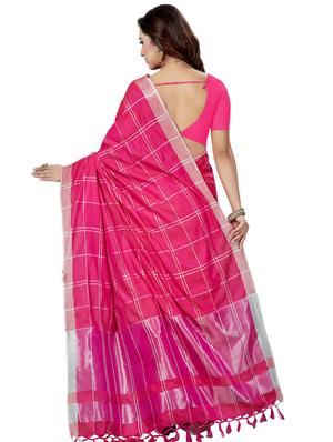 checkered printed saree with blouse - 16377897 - Standard Image - 2