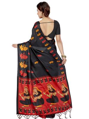 conversational printed saree with blouse - 16377899 - Standard Image - 2