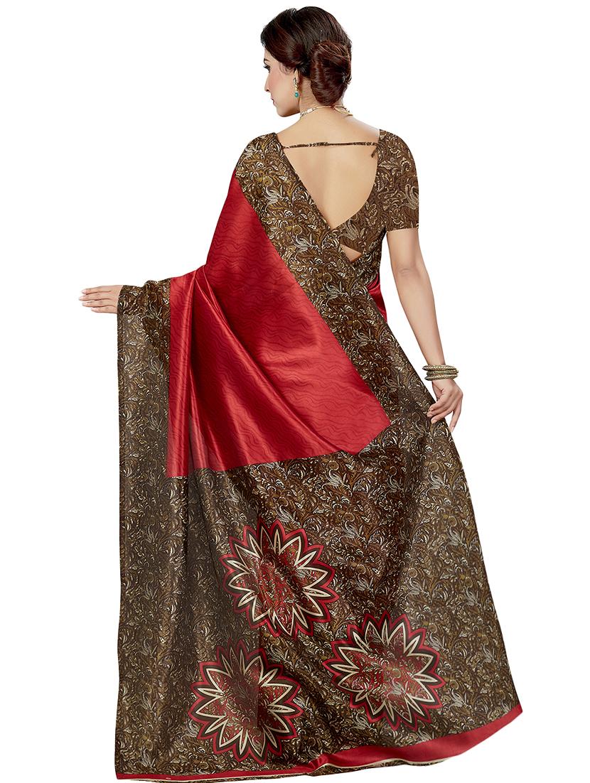 floral printed saree with blouse - 16377903 - Zoom Image - 2
