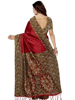 paisley printed saree with blouse - 16377905 - Standard Image - 2