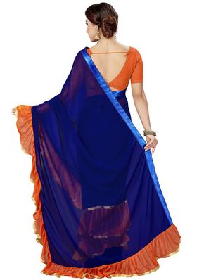 ruffled fusion saree with blouse - 16377906 - Standard Image - 2