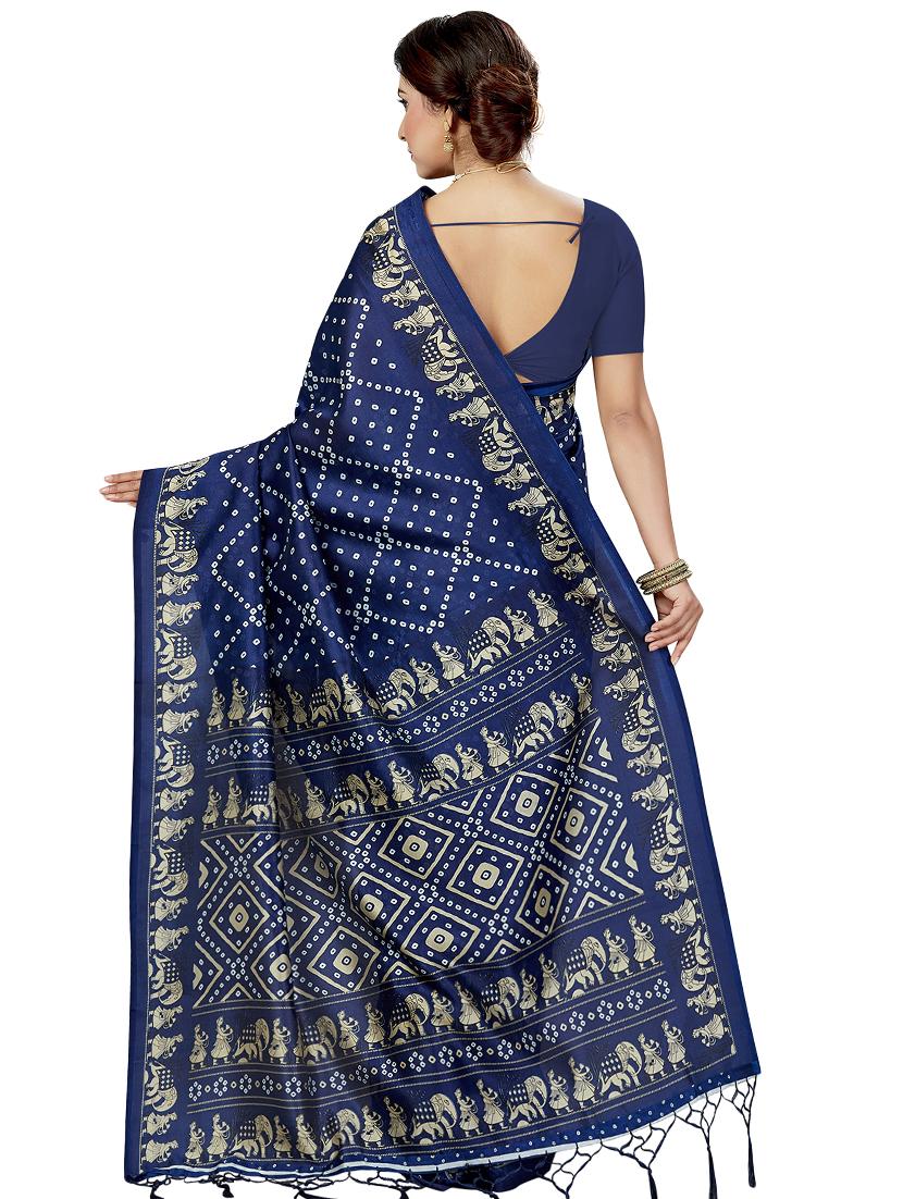 bandhani printed saree with blouse - 16377910 - Zoom Image - 2