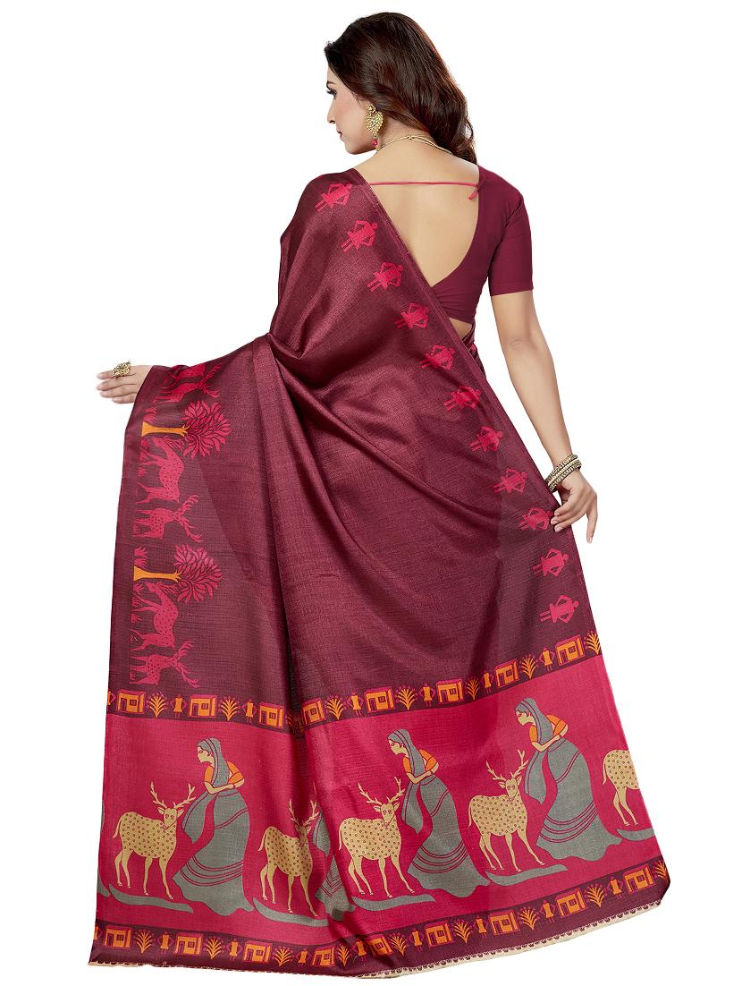 conversational printed saree with blouse - 16377915 - Zoom Image - 2