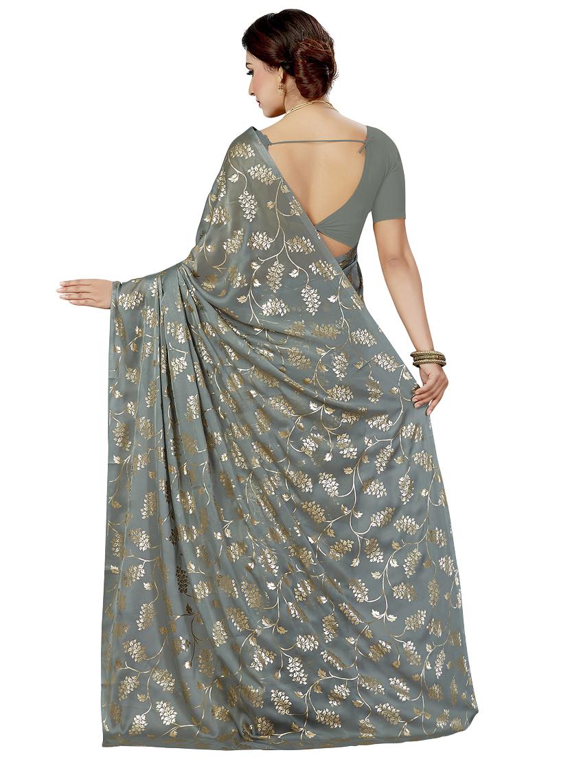 foil printed saree with blouse - 16377917 - Zoom Image - 2