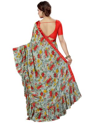 floral printed saree with blouse - 16377923 - Standard Image - 2