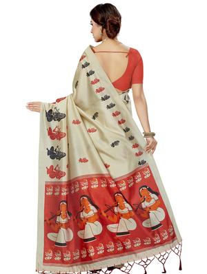 conversational printed saree with blouse - 16377924 - Standard Image - 2
