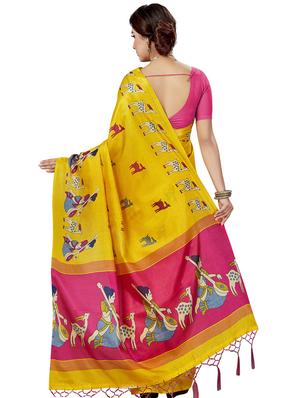 conversational printed saree with blouse - 16377925 - Standard Image - 2