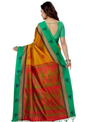 floral printed saree with blouse - 16377932 - Standard Image - 2