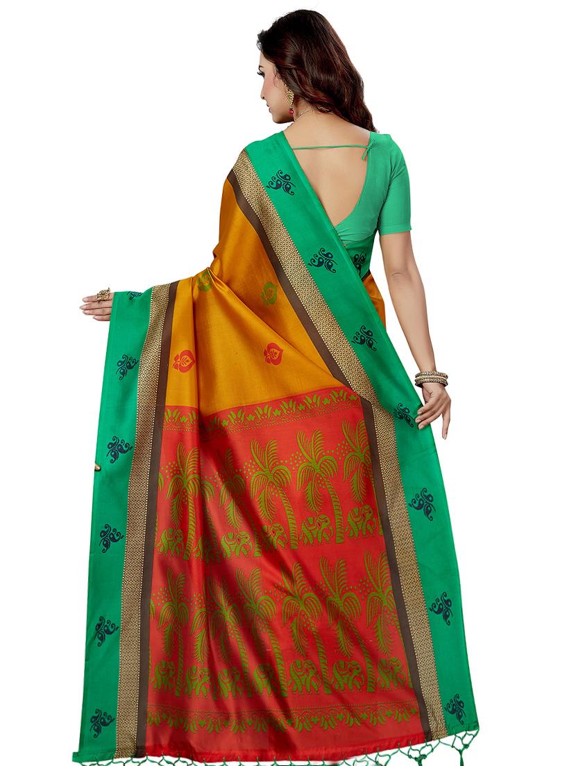 floral printed saree with blouse - 16377932 - Zoom Image - 2