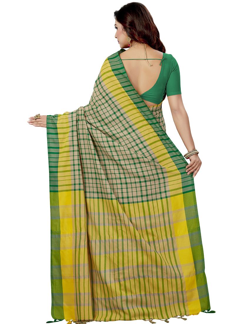 checkered woven saree with blouse - 16377934 - Zoom Image - 2