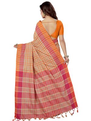 checkered woven saree with blouse - 16377935 - Standard Image - 2