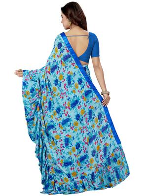 floral printed saree with blouse - 16377936 - Standard Image - 2