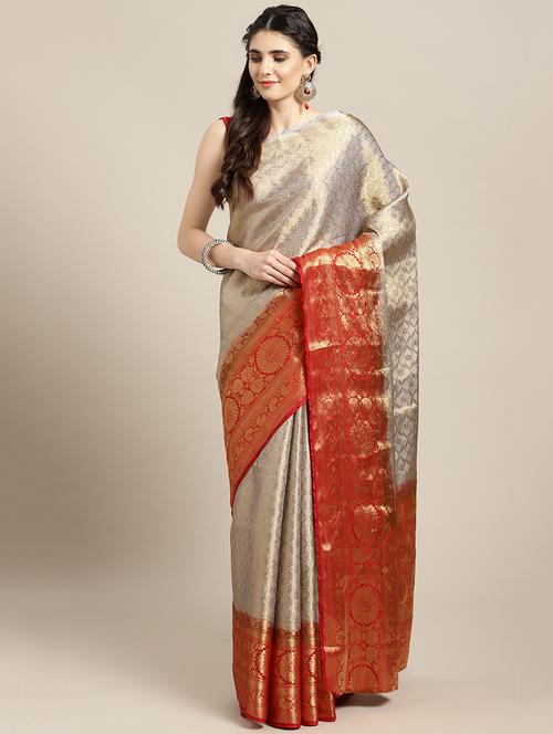 self-design banarasi saree with blouse - 16378688 - Standard Image - 1