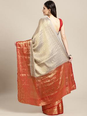self-design banarasi saree with blouse - 16378688 - Standard Image - 2