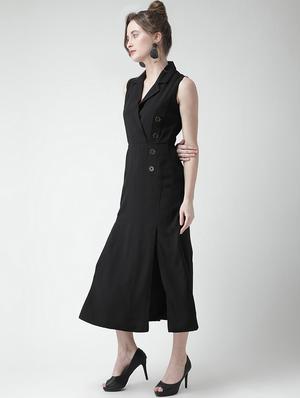 lapel neck button detail a-line dress - 16378765 - Standard Image - 2