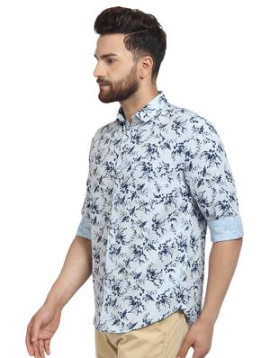 blue floral print casual shirt - 16379152 - Standard Image - 2