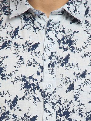 blue floral print casual shirt - 16379152 - Standard Image - 5