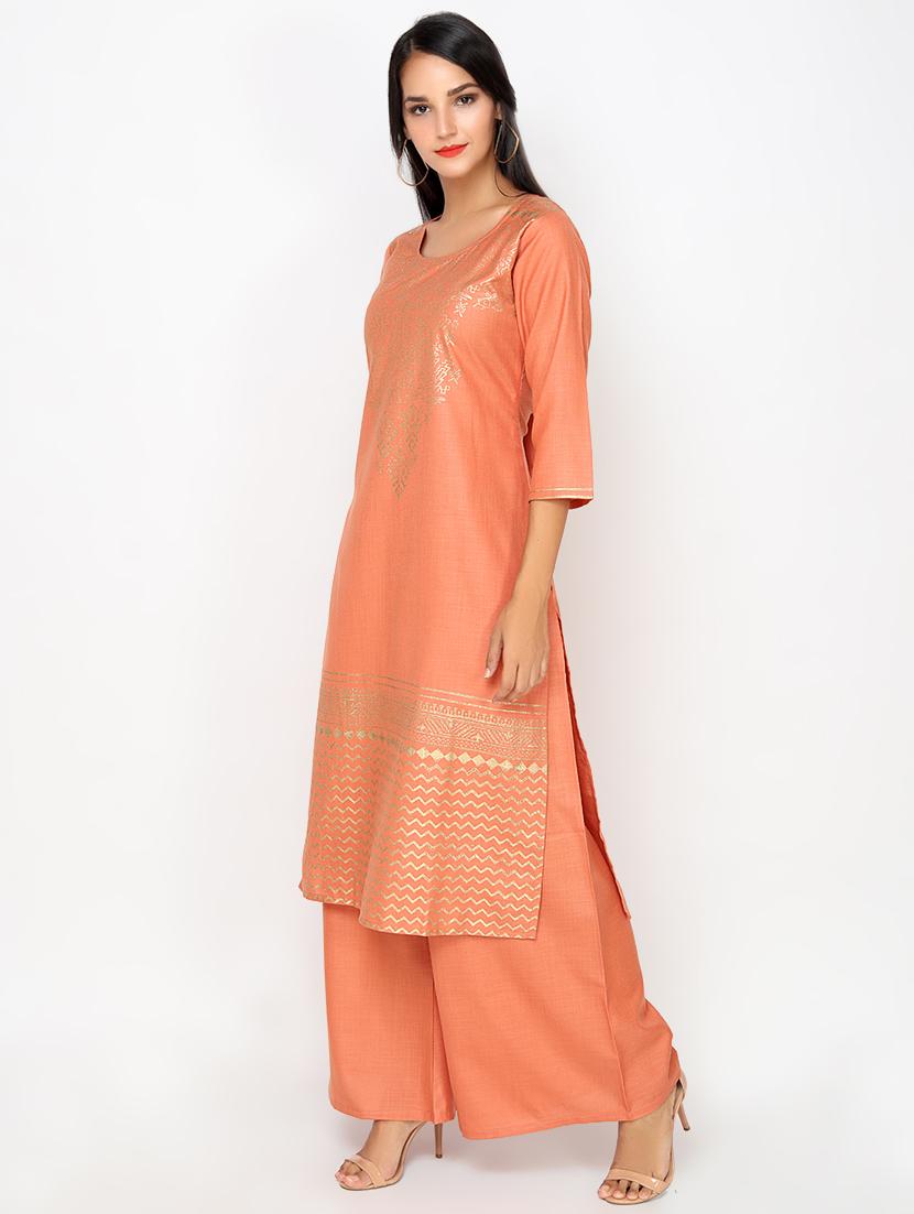 block printed kurta palazzo set - 16380433 - Zoom Image - 2