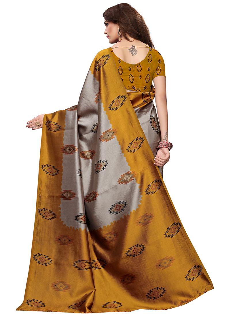 multi colored silk combos saree with blouse - 16380585 - Zoom Image - 5